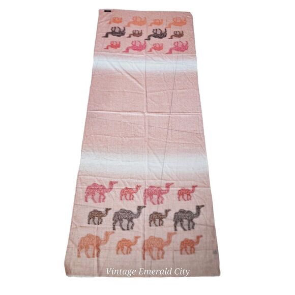 Handwoven Pashmina 100% Cashmere Wrap Shawl Salmon Pink Camel Design India Scarf - Picture 3 of 12